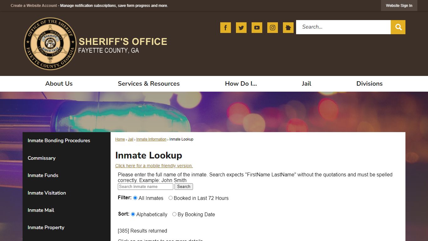 Inmate Lookup | Fayette County Sheriff, GA - Fayette Sheriff