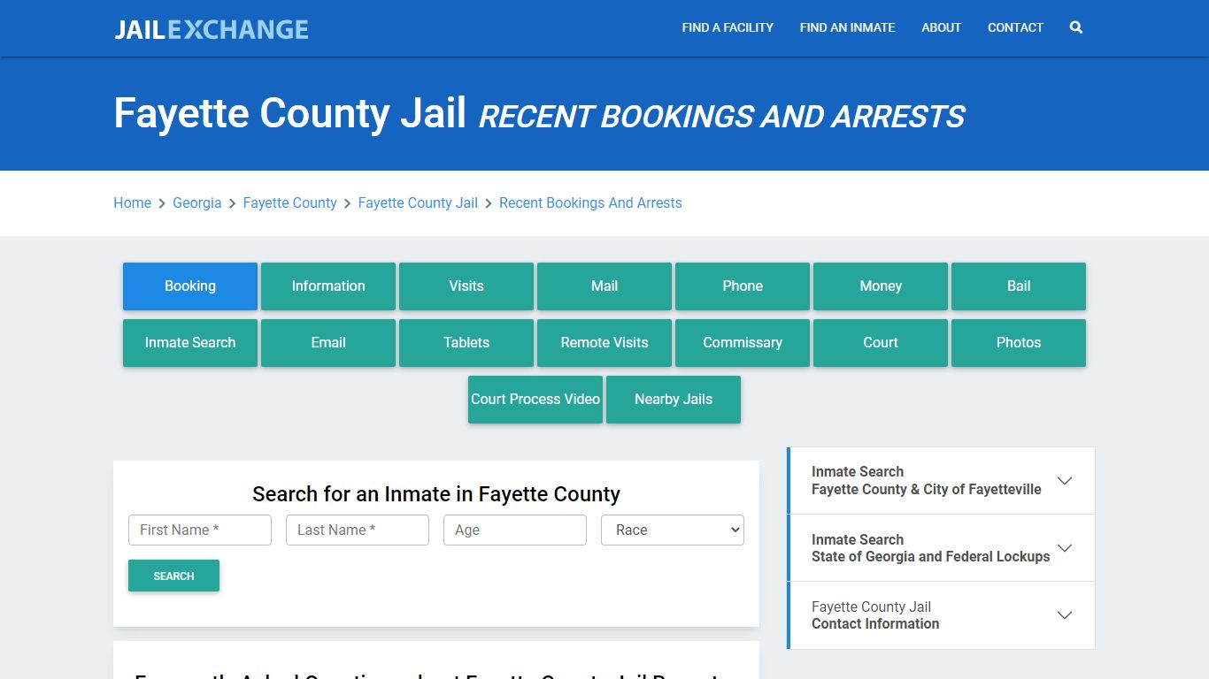 Fayette County Jail GA Recent Arrests and Bookings - Jail Exchange