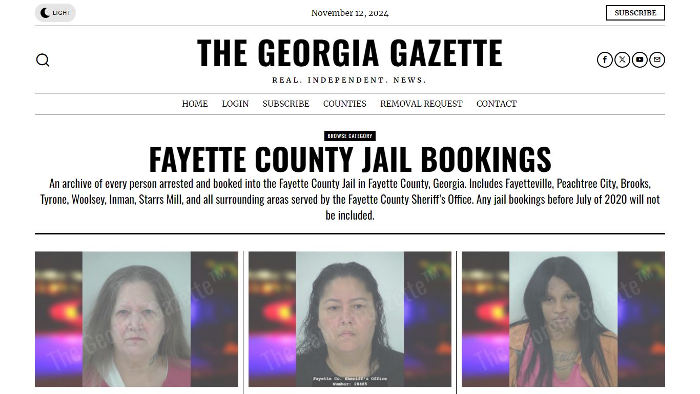 Fayette County Jail Bookings - The Georgia Gazette