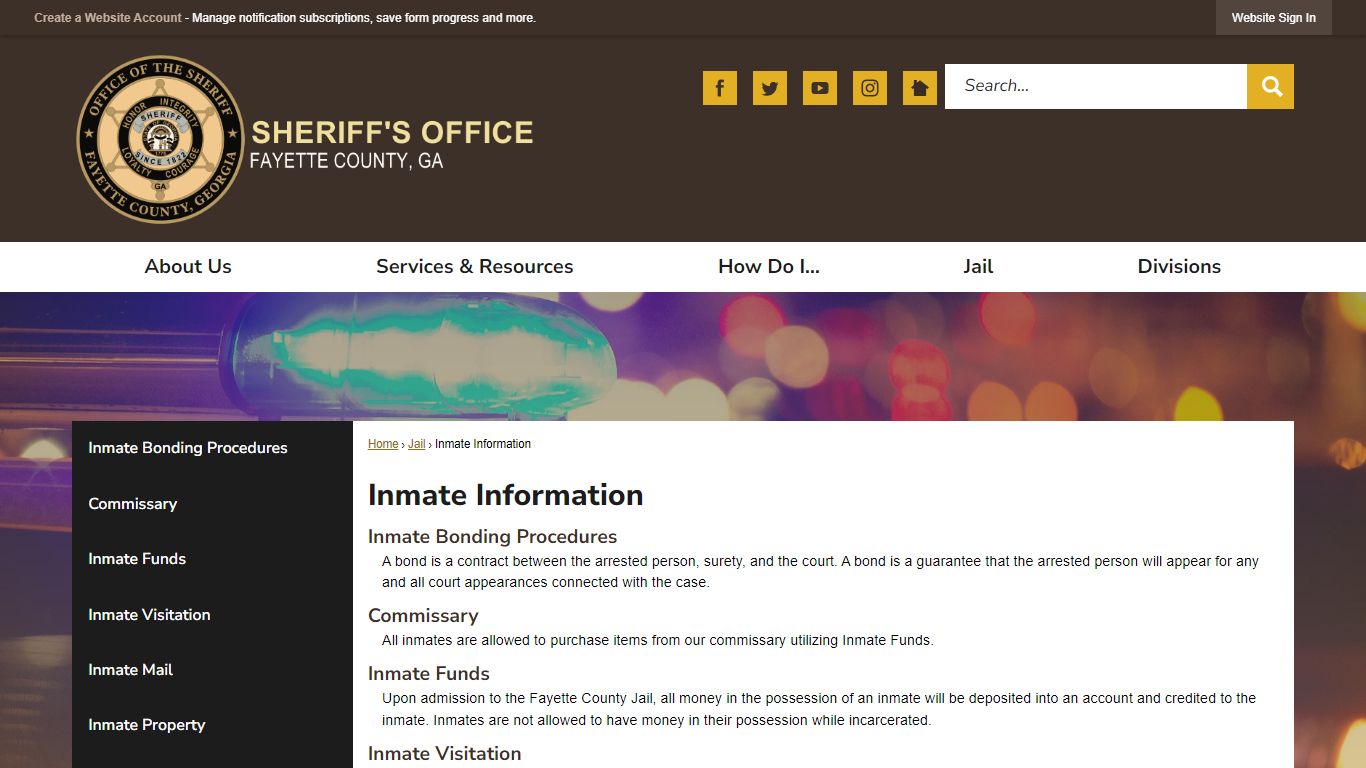 Inmate Information | Fayette County Sheriff, GA - Fayette Sheriff